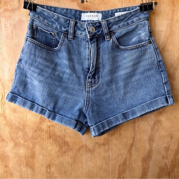 PacSun Mom Jean Short Rigid Denim 100% Cotton High Rise - Picture 2 of 9